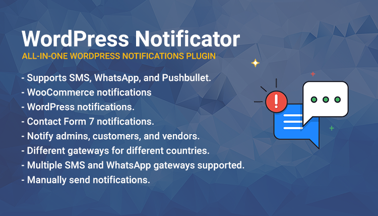 WordPress Notificator: SMS, WhatsApp, and Pushbullet notifications